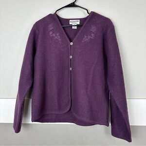 Pendleton Wool Cardigan Women’s Size Medium purple embroidered button Sweater
